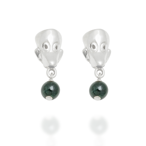 Silver and Jade Monkey Earrings