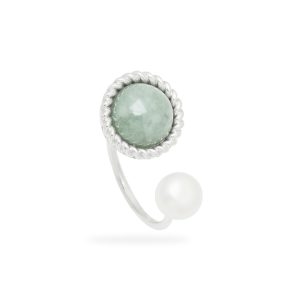 Jade and pearl Ring