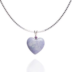 Jade Heart And Amethyst Pendant