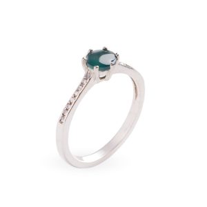Princess Green Jade Ring With Zircons