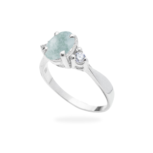 Oval Jade Ring with Zircons