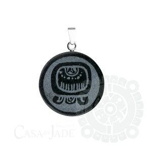 Handmade jewelry Mayan nahual Imox pendant with silver and jadeite jade
