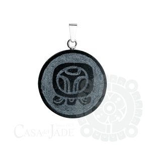 Mayan Nahual Batz pendant with silver and jade