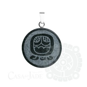 Aqabal Mayan nahual pendant with silver and jadeite jade