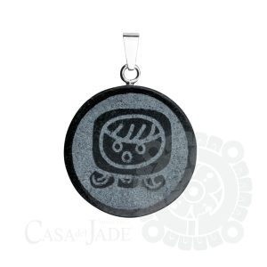 Mayan Nahual Ix pendant handmade with silver and jadeite jade