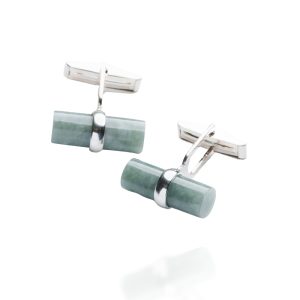 Silver cufflinks and green jade