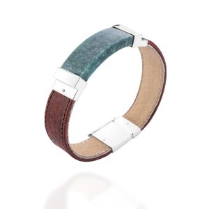 Leather and jade bracelet for man