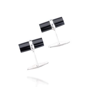 Silver cufflinks with black jade