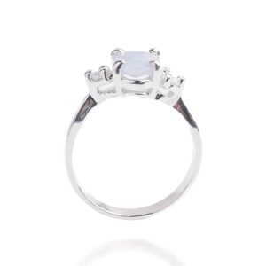 Oval lavender Jade Ring with Zircons