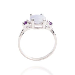 Round Jade Ring with Semiprecious Stones