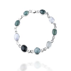 Multicolor Jade and Silver Bracelet