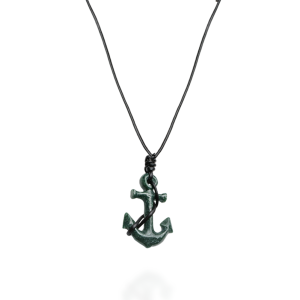 Leather necklace and jade anchor