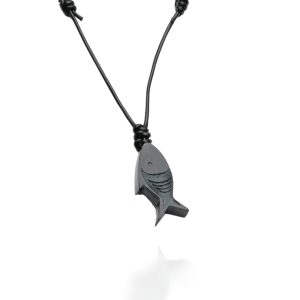 Leather Necklace With a Jade Fish Pendant