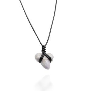 Leather necklace and jade shark tusk