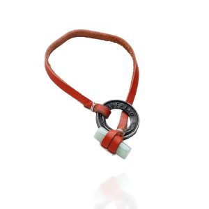 Light Green Jade And Leather Bracelet