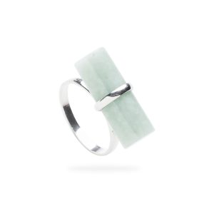 Light green jade cylinder ring for women
