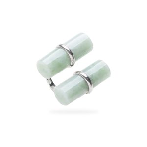 Dual Light Green Jade Cylinder Ring for Men