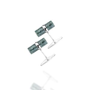 Silver cufflinks and green jade