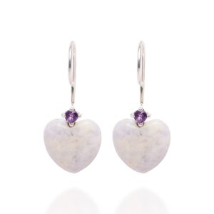Heart Earrings with Amethyst