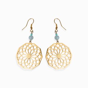 ¨Ruby¨Moon Jade & Turquoise Mandala Earrings